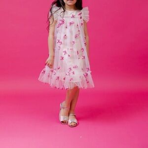 White and Pink Ruffled Tiered Sundress for Wedding Guest